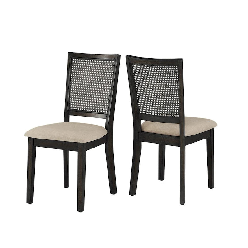 Chaises de salle à manger Eleanor en lin beige et rotin (lot de 2) par iNSPIRE Q Classic