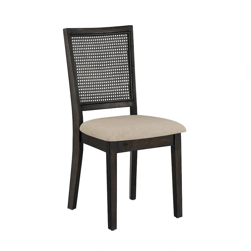 Chaises de salle à manger Eleanor en lin beige et rotin (lot de 2) par iNSPIRE Q Classic