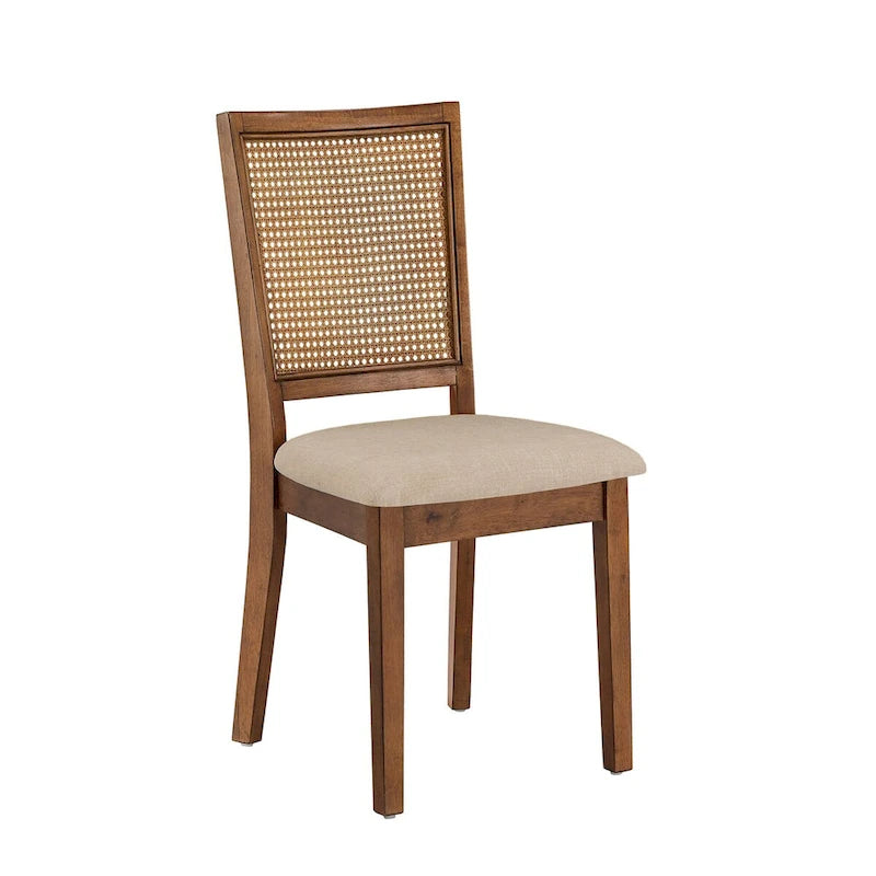 Chaises de salle à manger Eleanor en lin beige et rotin (lot de 2) par iNSPIRE Q Classic