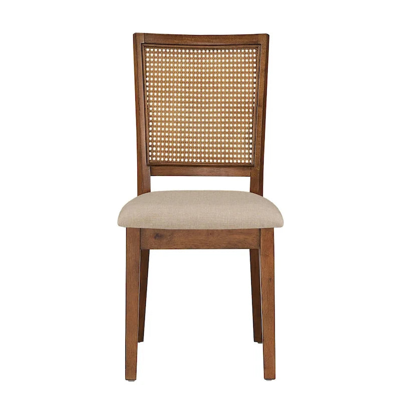 Chaises de salle à manger Eleanor en lin beige et rotin (lot de 2) par iNSPIRE Q Classic