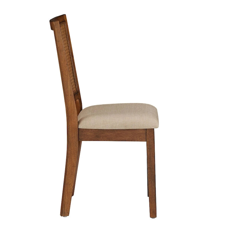 Chaises de salle à manger Eleanor en lin beige et rotin (lot de 2) par iNSPIRE Q Classic