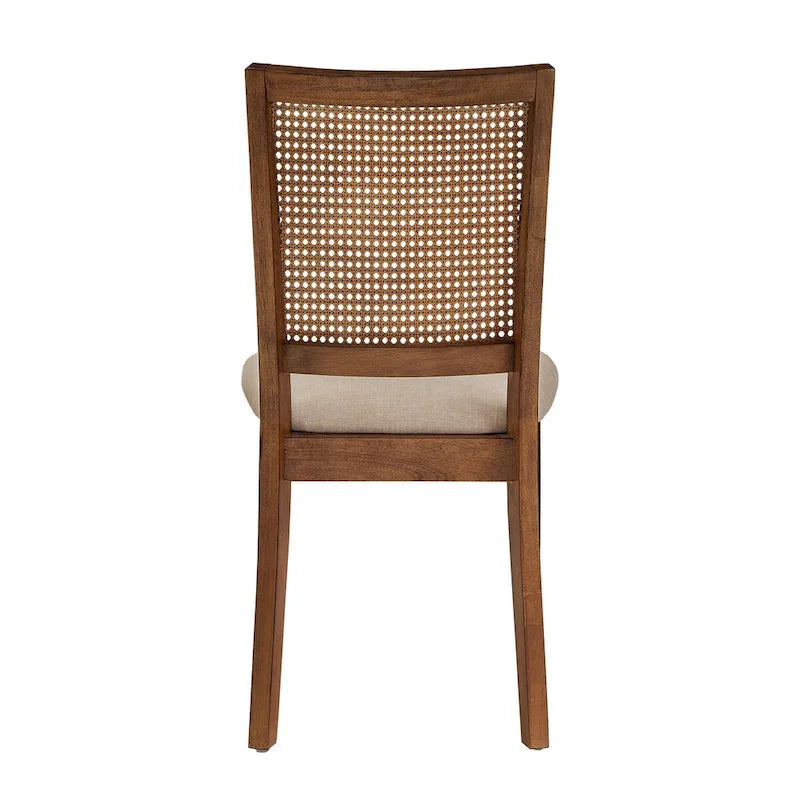 Chaises de salle à manger Eleanor en lin beige et rotin (lot de 2) par iNSPIRE Q Classic