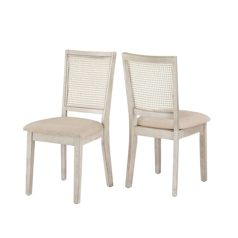 Chaises de salle à manger Eleanor en lin beige et rotin (lot de 2) par iNSPIRE Q Classic