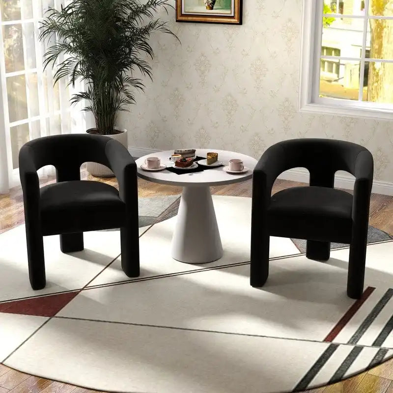 Sedia da pranzo moderna e glamour in velluto SEYNAR, sedia d'accento con schienale aperto, set da 2