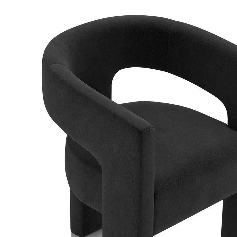 Sedia da pranzo moderna e glamour in velluto SEYNAR, sedia d'accento con schienale aperto, set da 2