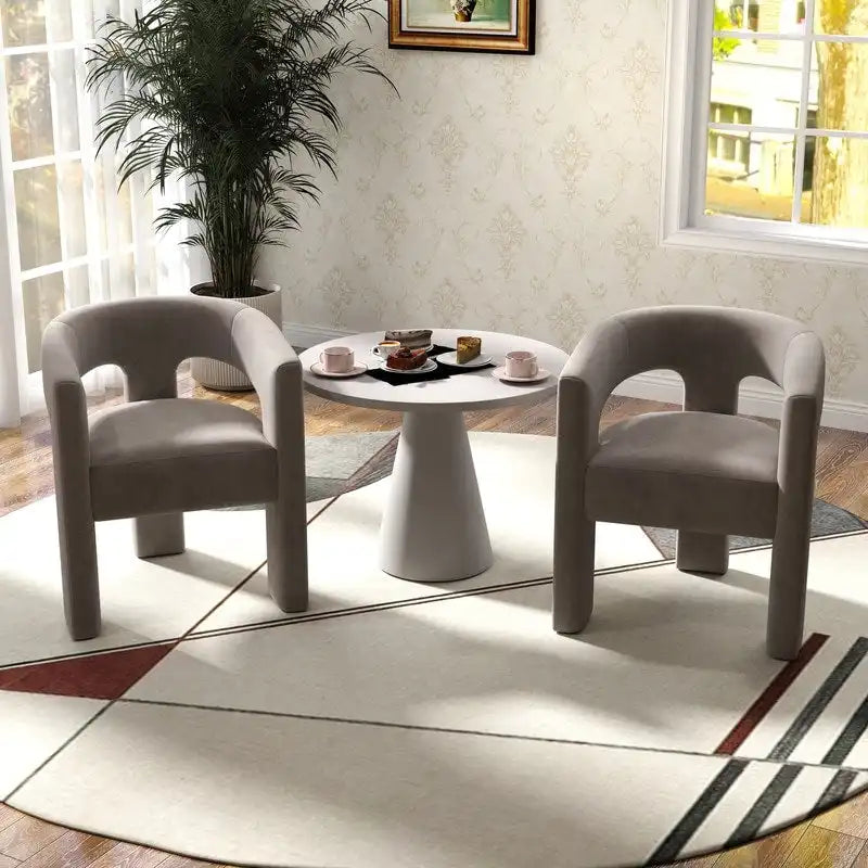 Sedia da pranzo moderna e glamour in velluto SEYNAR, sedia d'accento con schienale aperto, set da 2