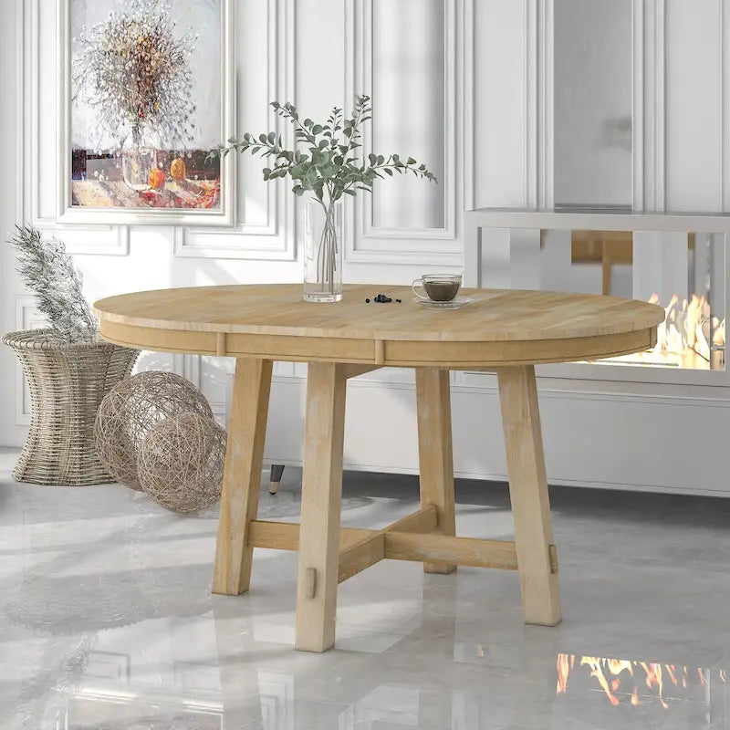 Tavolo da pranzo allungabile rotondo da fattoria con prolunga da 16 - Elegante tavolo da cucina in legno