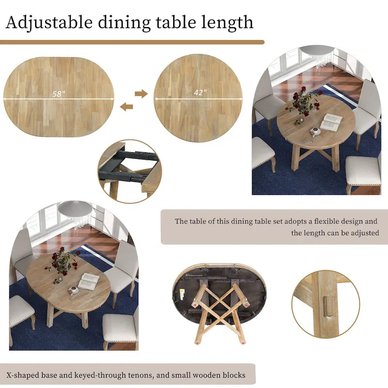 Tavolo da pranzo allungabile rotondo da fattoria con prolunga da 16 - Elegante tavolo da cucina in legno