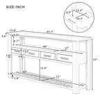 Console moderne avec 4 tiroirs et 2 étagères
