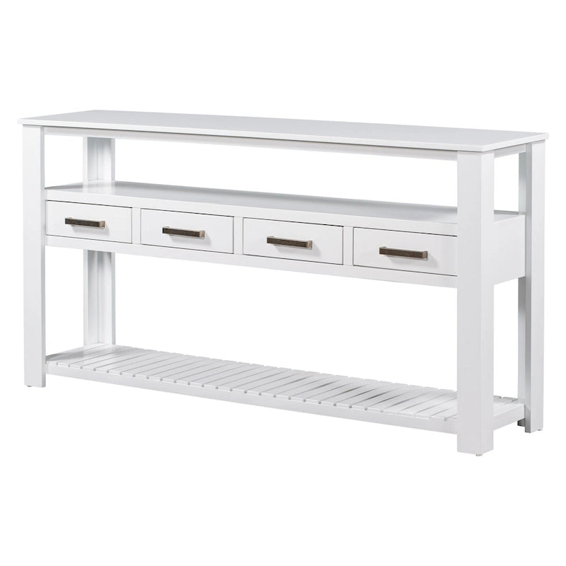 Console moderne avec 4 tiroirs et 2 étagères