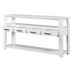 Console moderne avec 4 tiroirs et 2 étagères