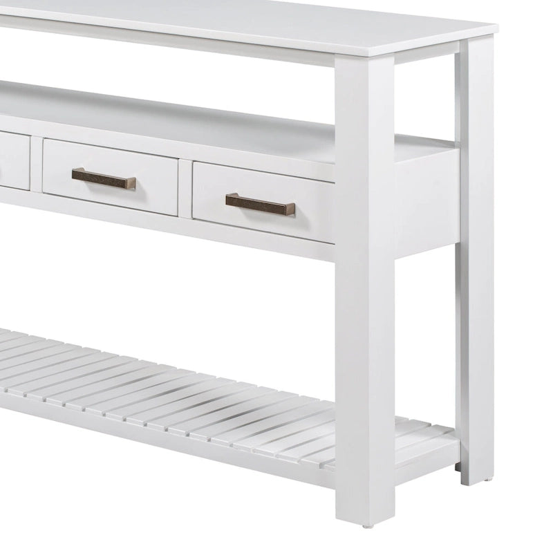 Console moderne avec 4 tiroirs et 2 étagères