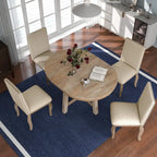 Set da pranzo da 5 pezzi in stile rustico con tavolo rotondo allungabile in legno e 4 sedie da pranzo imbottite