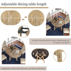 Set da pranzo da 5 pezzi in stile rustico con tavolo rotondo allungabile in legno e 4 sedie da pranzo imbottite
