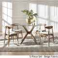 Set da pranzo rotondo con tavolo in vetro Nadine in noce scuro - Sedie con schienale curvo di iNSPIRE Q Modern