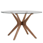 Set da pranzo rotondo con tavolo in vetro Nadine in noce scuro - Sedie con schienale curvo di iNSPIRE Q Modern
