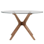 Set da pranzo rotondo con tavolo in vetro Nadine in noce scuro - Sedie con schienale curvo di iNSPIRE Q Modern