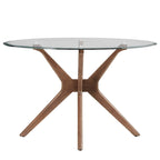 Set da pranzo rotondo con tavolo in vetro Nadine in noce scuro - Sedie con schienale curvo di iNSPIRE Q Modern