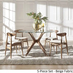 Set da pranzo rotondo con tavolo in vetro Nadine in noce scuro - Sedie con schienale curvo di iNSPIRE Q Modern