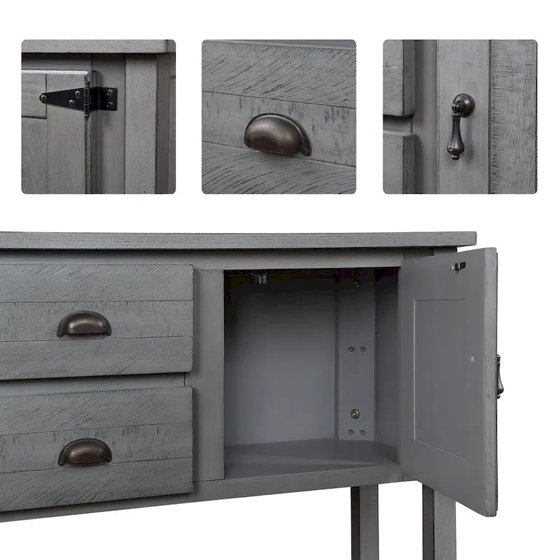 Nestfair 48 Tavolo Consolle Credenza in Legno Massello con 2 Cassetti e Ante e Ripiano Inferiore - N/D