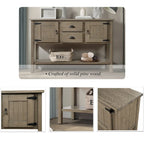 Nestfair 48 Tavolo Consolle Credenza in Legno Massello con 2 Cassetti e Ante e Ripiano Inferiore - N/D