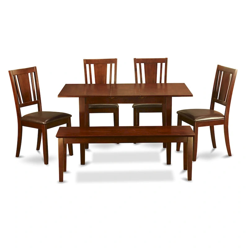 Set da pranzo East West Furniture Composto da un tavolo da pranzo rettangolare e sedie da pranzo con una panca (Opzioni di tipo di seduta della sedia)