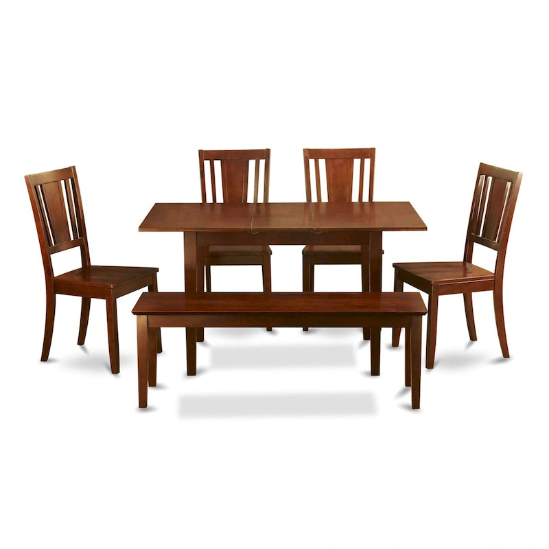 Set da pranzo East West Furniture Composto da un tavolo da pranzo rettangolare e sedie da pranzo con una panca (Opzioni di tipo di seduta della sedia)
