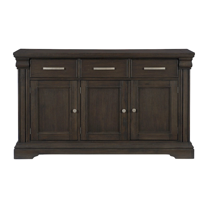 Madia Credenza Ruth da 60 pollici, 3 cassetti e 3 ante, Legno Marrone Rustico