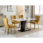 Set di 2 sedie da pranzo in velluto con borchie e gambe placcate oro