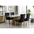 Set di 2 sedie da pranzo in velluto con borchie e gambe placcate oro
