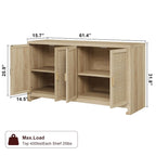 Madia/Mobile Contenitore in Rattan con 4 Ante e Scaffale - N/A