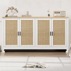 Madia/Mobile Contenitore in Rattan con 4 Ante e Scaffale - N/A