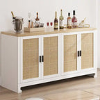 Madia/Mobile Contenitore in Rattan con 4 Ante e Scaffale - N/A