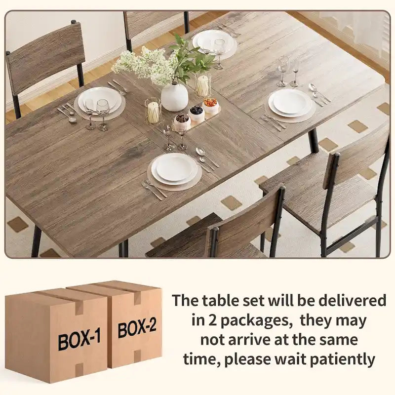 Set da 7 pezzi per tavolo da pranzo industriale da cucina con 6 sedie con schienale lungo