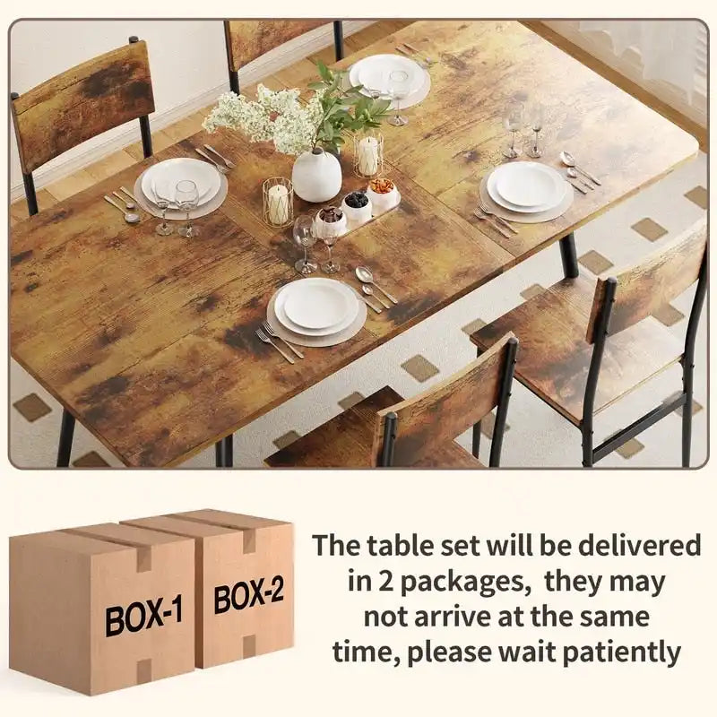 Set da 7 pezzi per tavolo da pranzo industriale da cucina con 6 sedie con schienale lungo