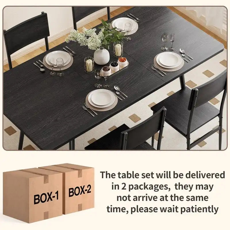 Set da 7 pezzi per tavolo da pranzo industriale da cucina con 6 sedie con schienale lungo