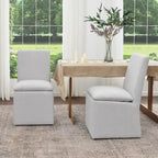 Sedia da pranzo laterale KINWELL 21 imbottita in tessuto performante con ruote (set da 2)