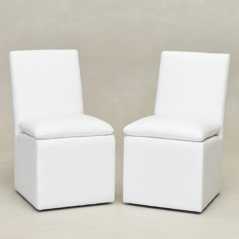 Sedia da pranzo laterale KINWELL 21 imbottita in tessuto performante con ruote (set da 2)