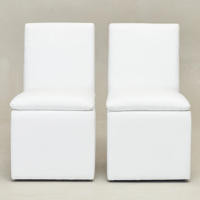 Sedia da pranzo laterale KINWELL 21 imbottita in tessuto performante con ruote (set da 2)