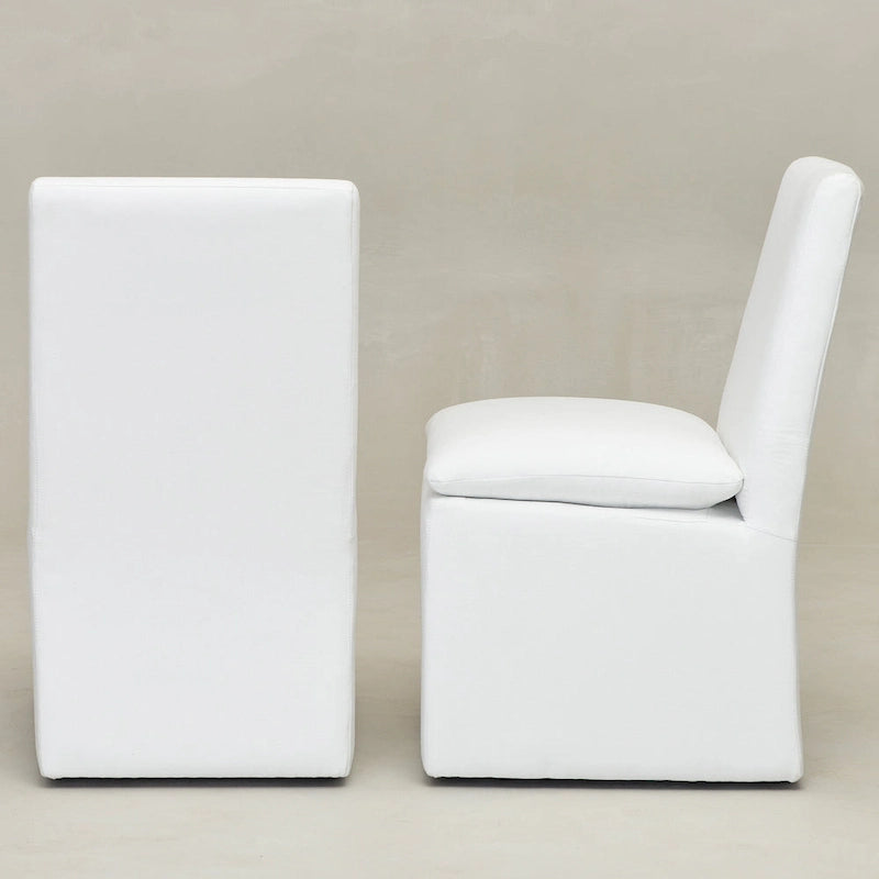 Sedia da pranzo laterale KINWELL 21 imbottita in tessuto performante con ruote (set da 2)