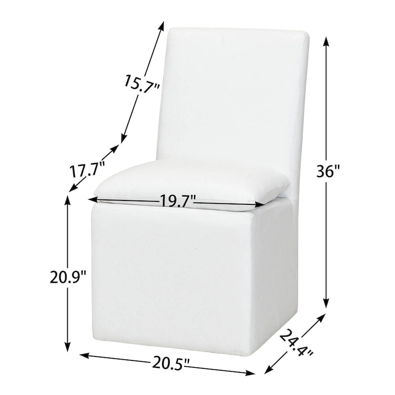 Sedia da pranzo laterale KINWELL 21 imbottita in tessuto performante con ruote (set da 2)