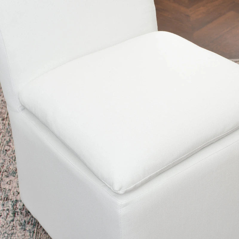 Sedia da pranzo laterale KINWELL 21 imbottita in tessuto performante con ruote (set da 2)