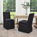 Sedia da pranzo laterale KINWELL 21 imbottita in tessuto performante con ruote (set da 2)