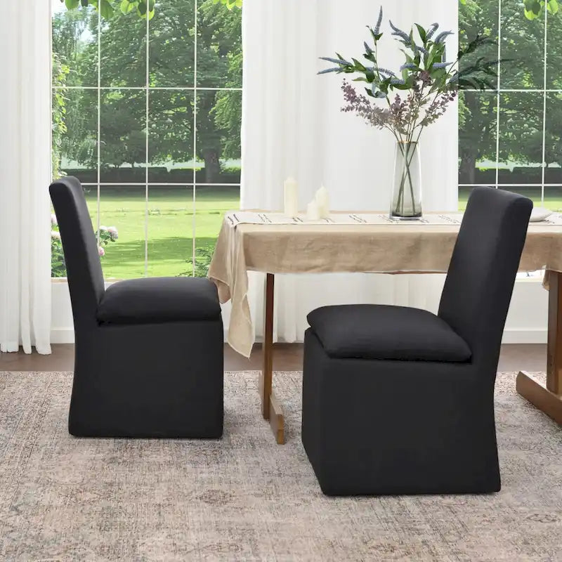 Sedia da pranzo laterale KINWELL 21 imbottita in tessuto performante con ruote (set da 2)