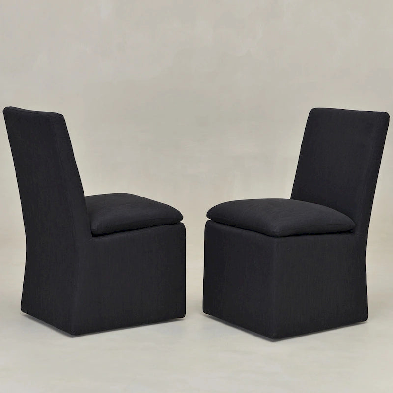 Sedia da pranzo laterale KINWELL 21 imbottita in tessuto performante con ruote (set da 2)