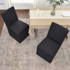 Sedia da pranzo laterale KINWELL 21 imbottita in tessuto performante con ruote (set da 2)