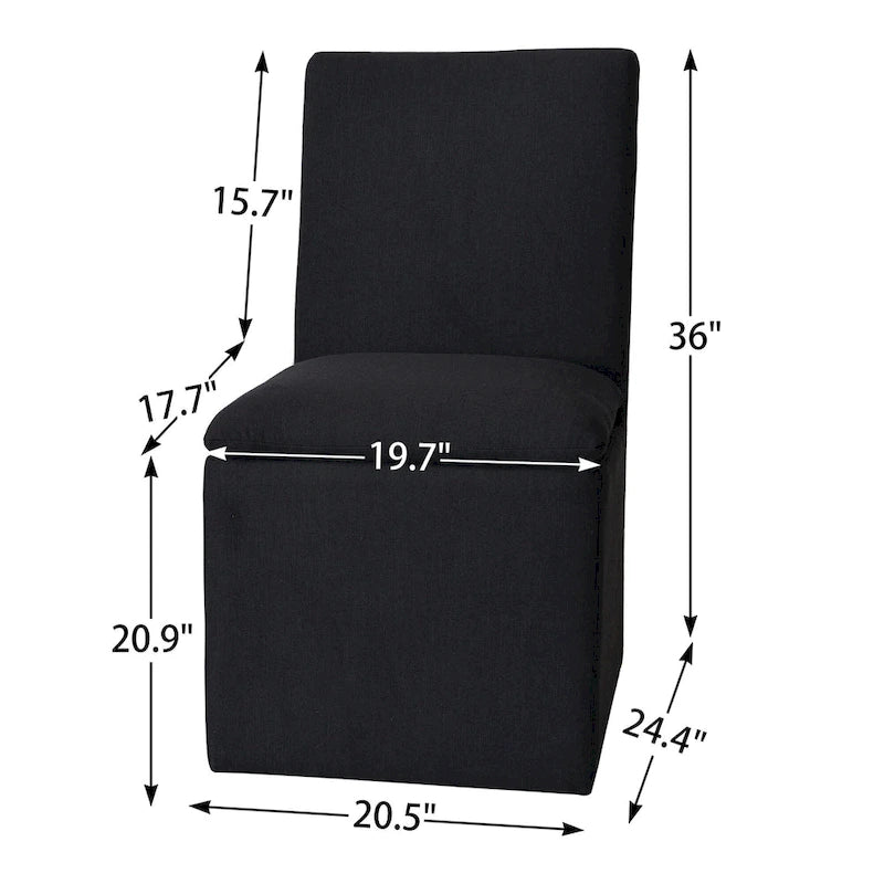 Sedia da pranzo laterale KINWELL 21 imbottita in tessuto performante con ruote (set da 2)