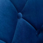 Poltrona girevole Noas in velluto imbottito con schienale trapuntato, blu