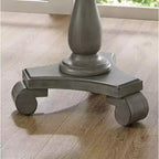 Tavolino rotondo con piedistallo in legno, grigio