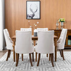 Lot de 2 chaises de salle à manger capitonnées avec dossier à oreilles, chaises d'appoint en tissu avec boutons touffetés